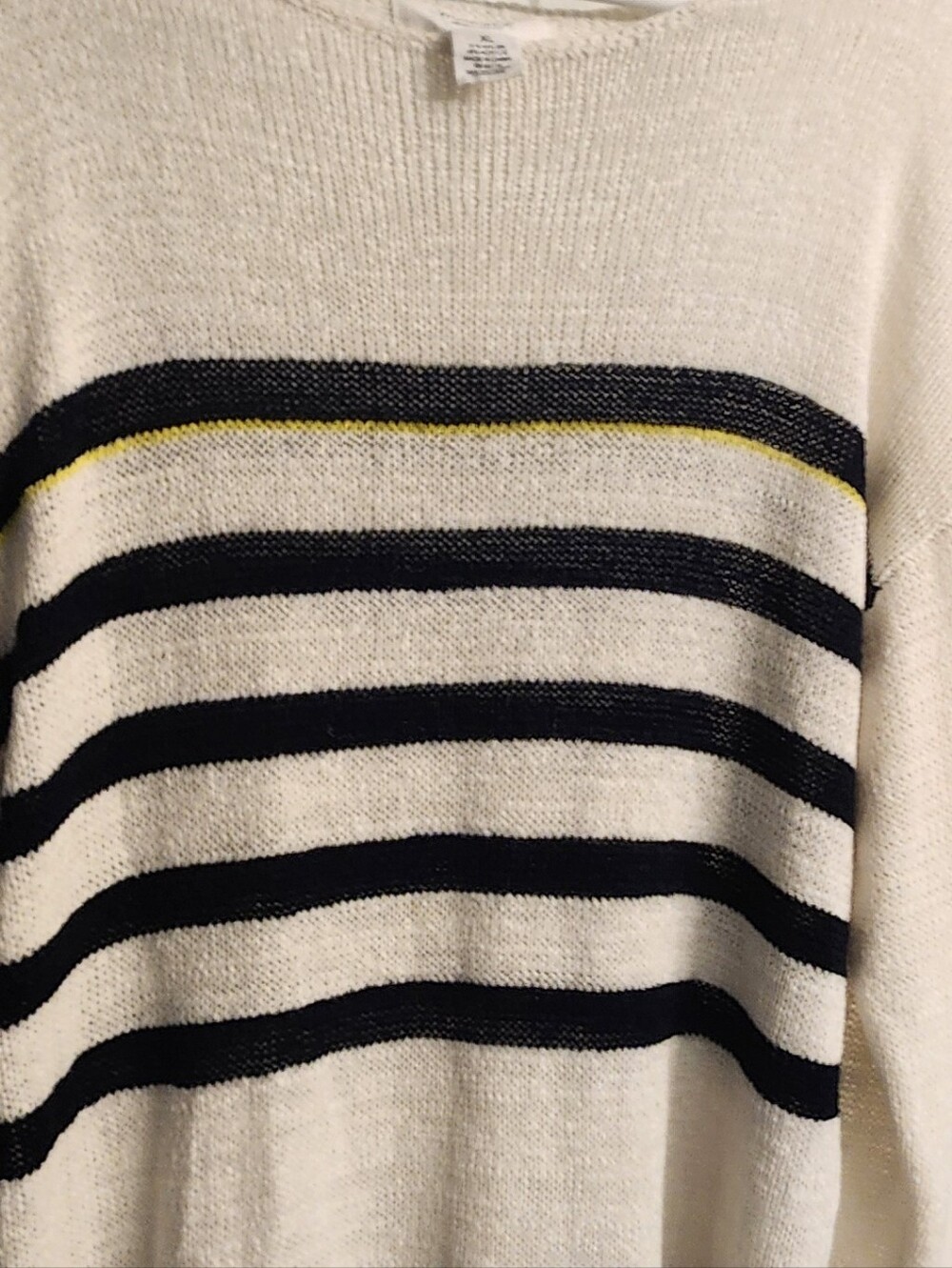 Workshop Republic Clothing Cream Sweater with Black & Yellow Stripes